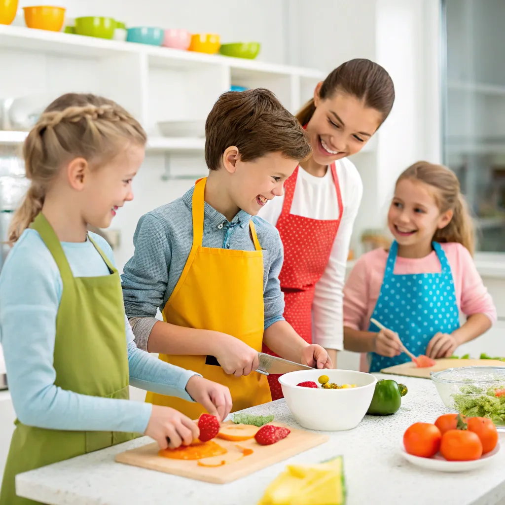 Children enjoying cooking class